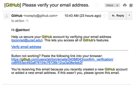 github verify email